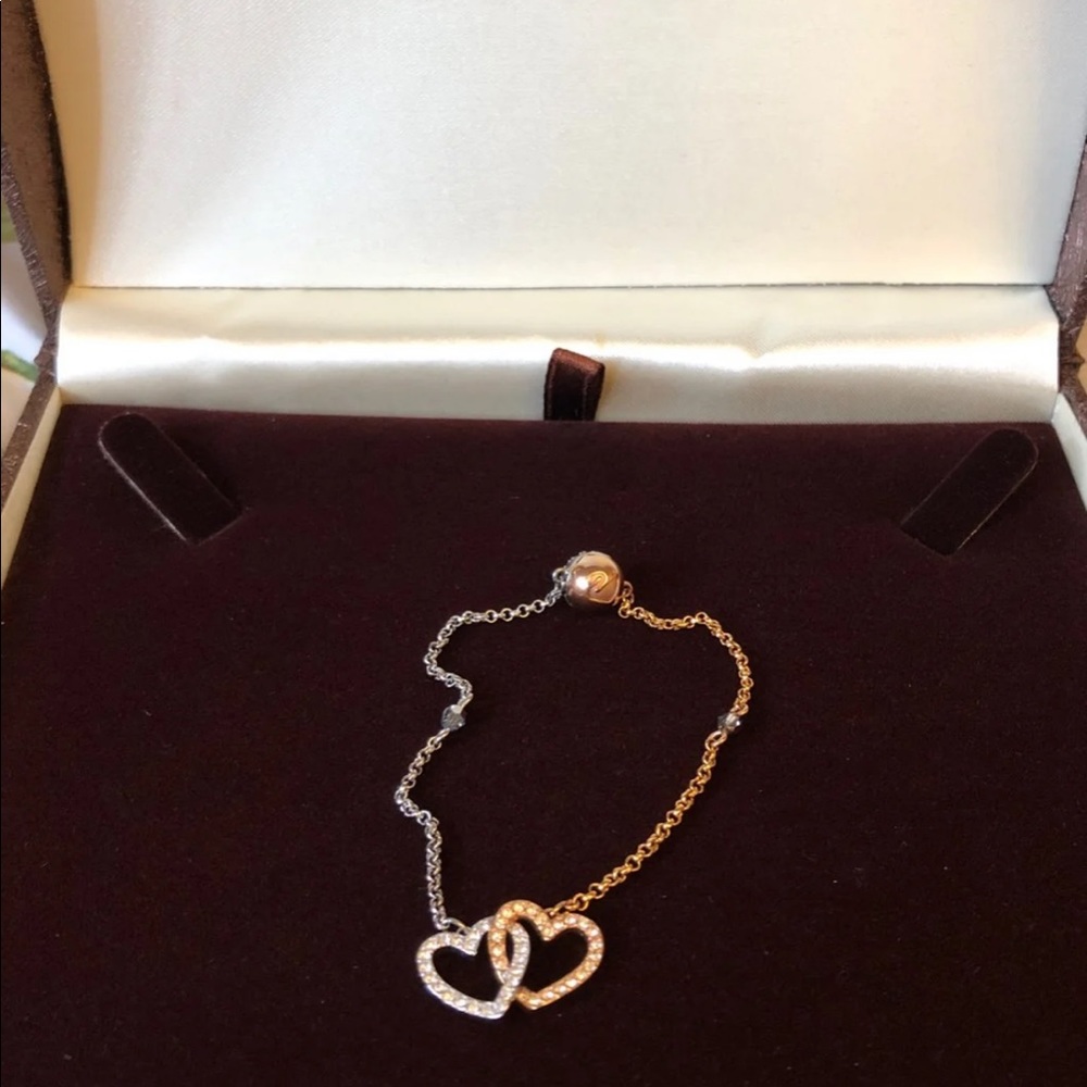 Swarovski Double Heart Two-Tone Bracelet